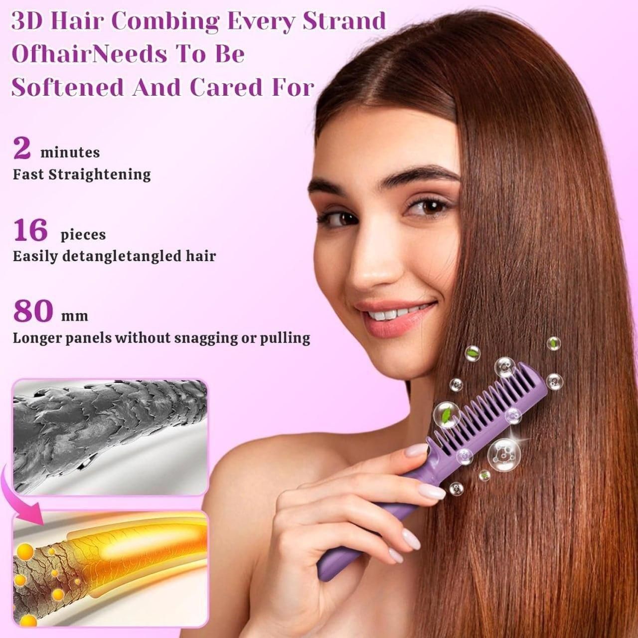 Hair Straightener Cordless Rechargeable Mini Adjustable Hot Comb