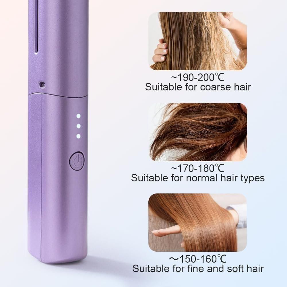 Hair Straightener Cordless Rechargeable Mini Adjustable Hot Comb