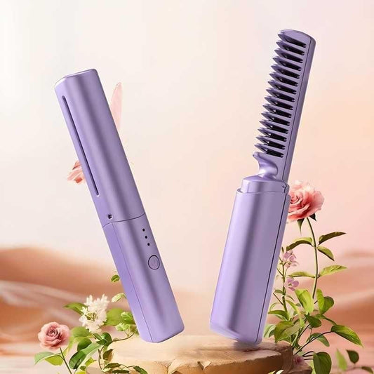 Hair Straightener Cordless Rechargeable Mini Adjustable Hot Comb
